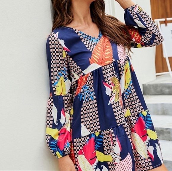 Colorful Patterned Women's Dress - Picture 2 of 6
